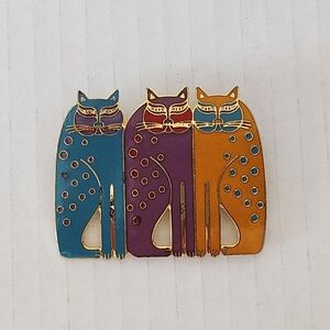 Laurel Burch Siamese Cats Enamel Booch